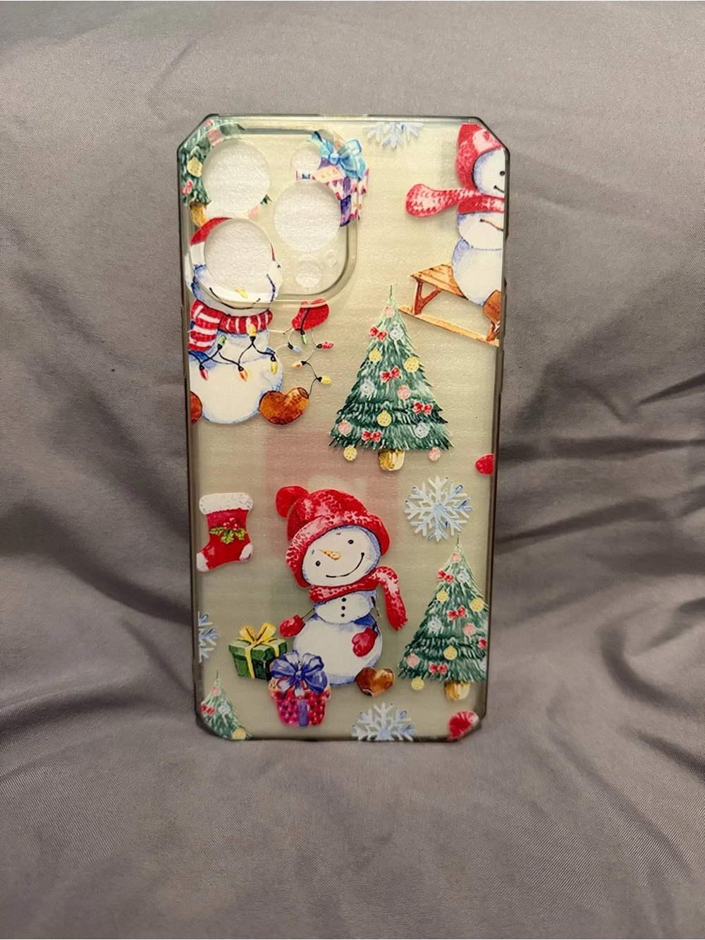 Festive Snowman Christmas iPhone Pro Max Case - Red & Green